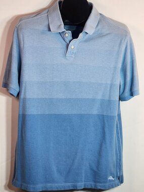 Tommy Bahama Men’s Graduated Blue Short Sleeve Polo Shirt - Size M